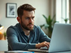 Kobieta pracująca przy laptopie w biurze, na ekranie widoczny dokument z różnymi orientacjami stron.